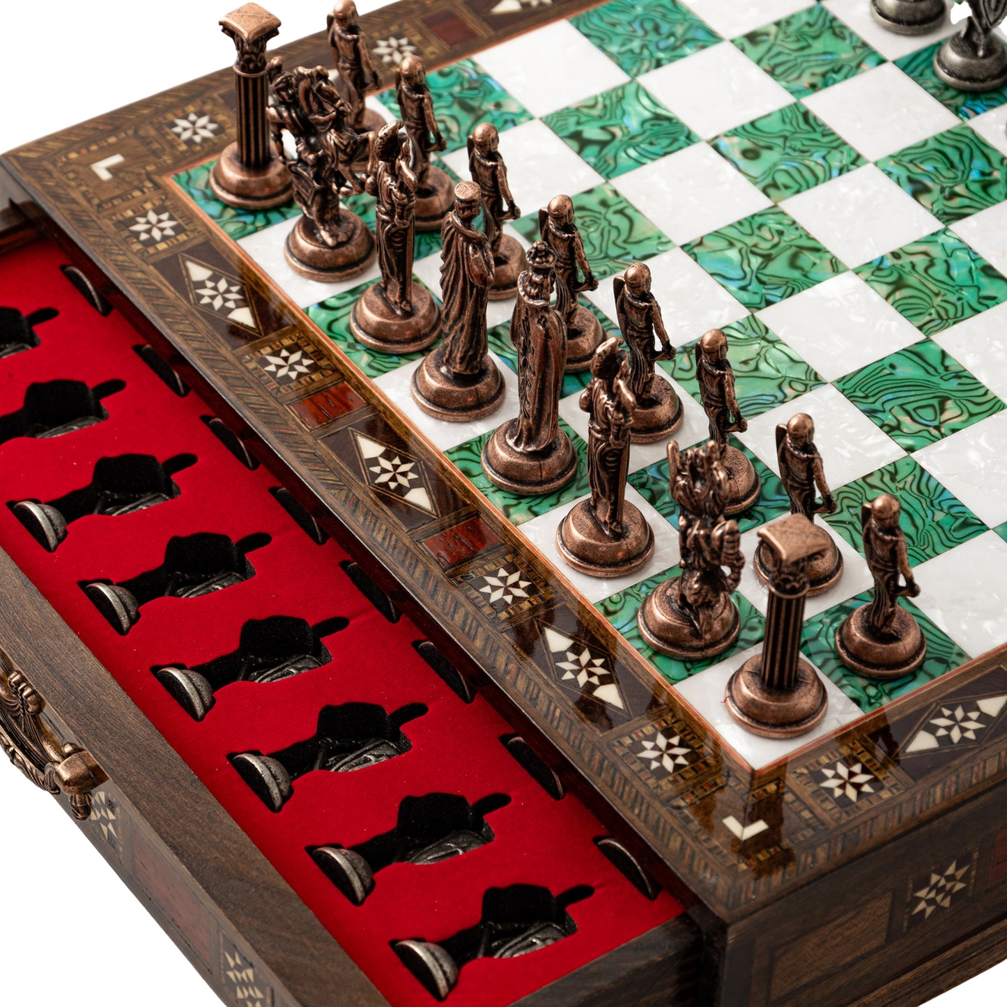 15" Luxury Wooden Chess Set with Storage – Handcrafted Board & Timeless Metal Pieces
