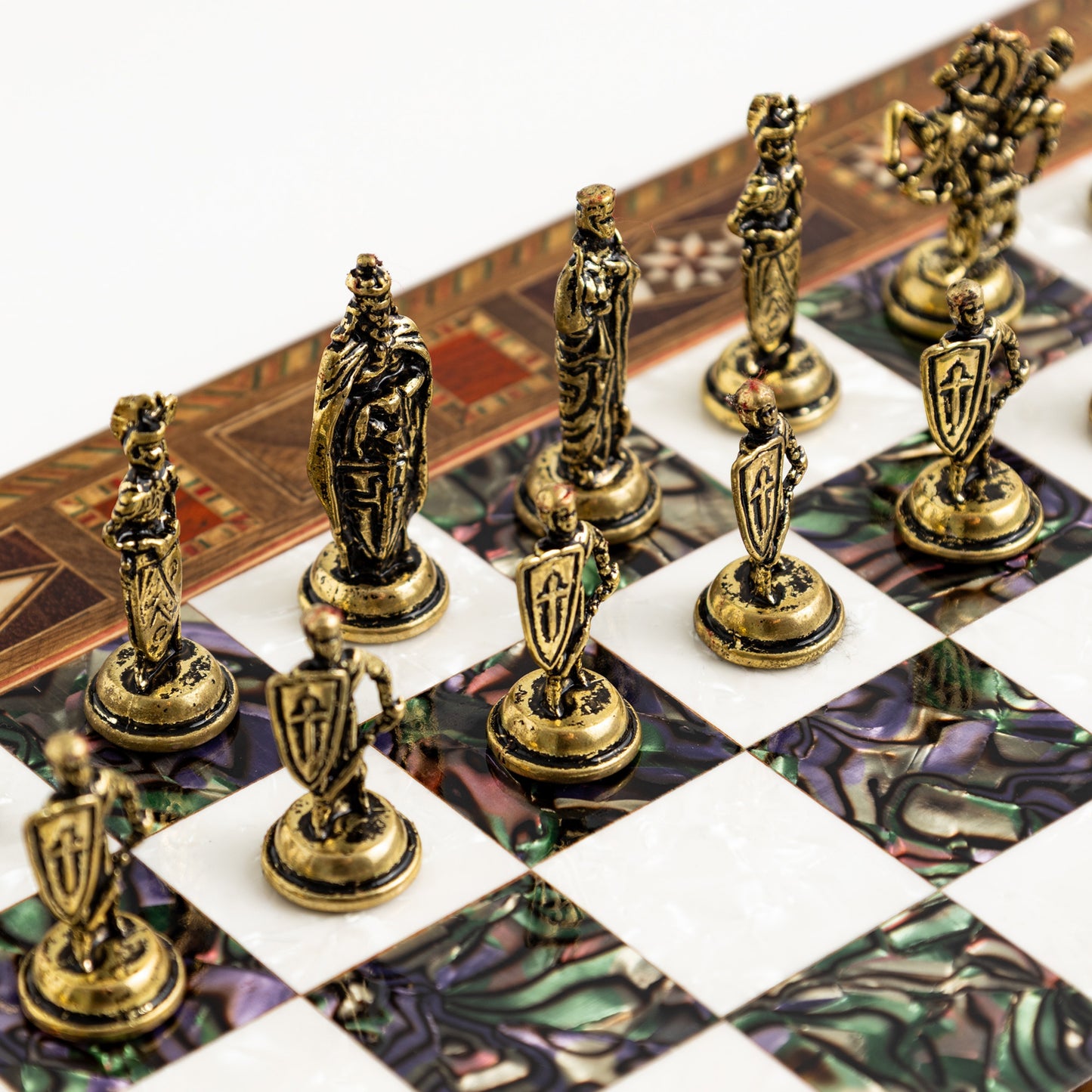 13" Handmade Walnut Folding Chess Set – Luxury Metal Chess Pieces & Storage