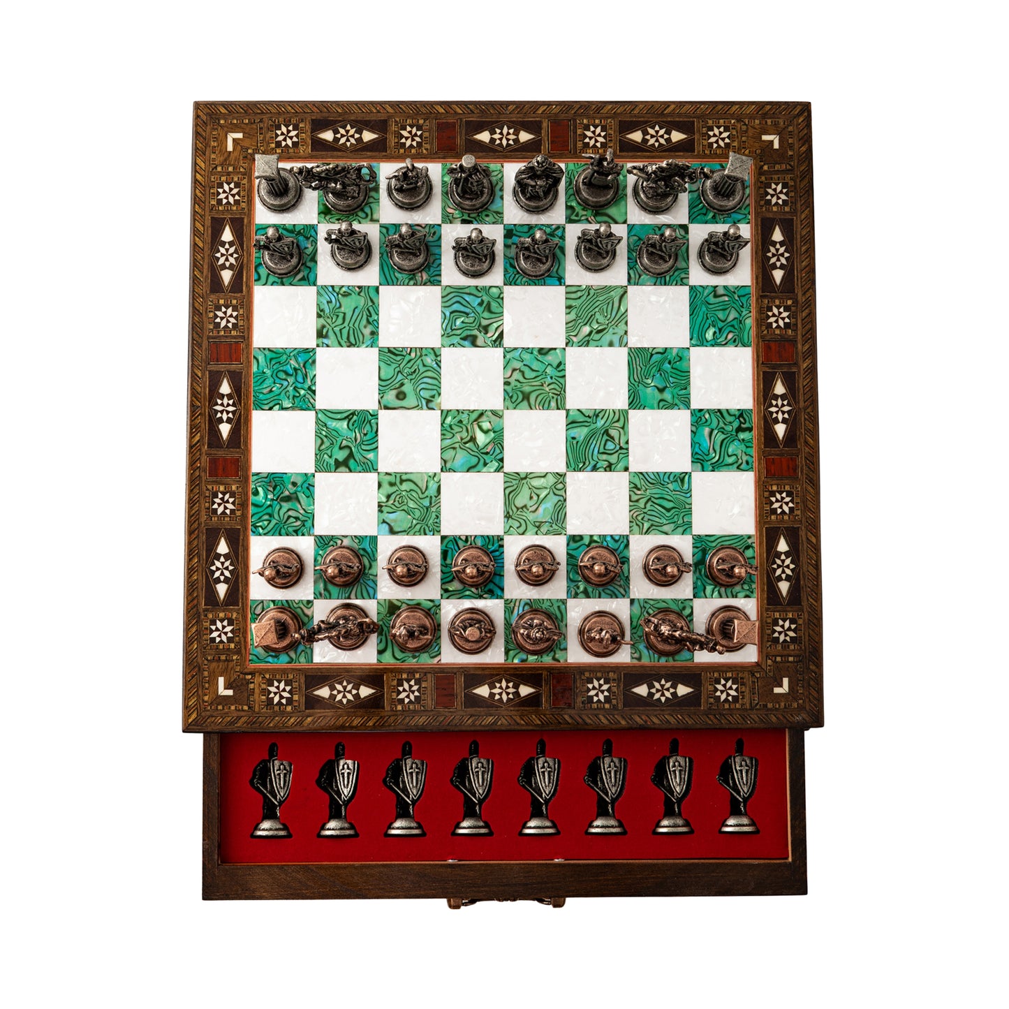 15" Luxury Wooden Chess Set with Storage – Handcrafted Board & Timeless Metal Pieces