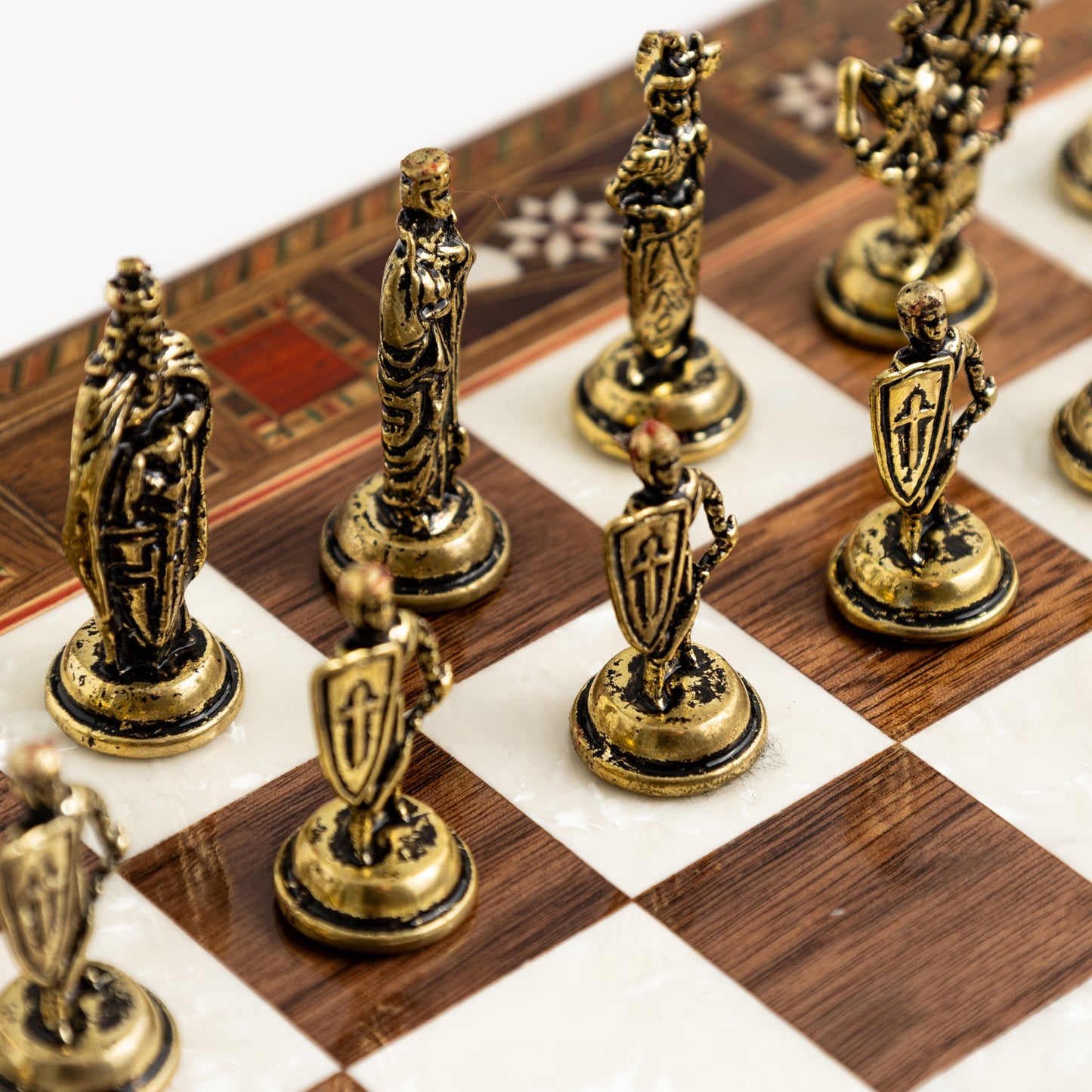 13" Handmade Walnut Folding Chess Set – Luxury Metal Chess Pieces & Storage