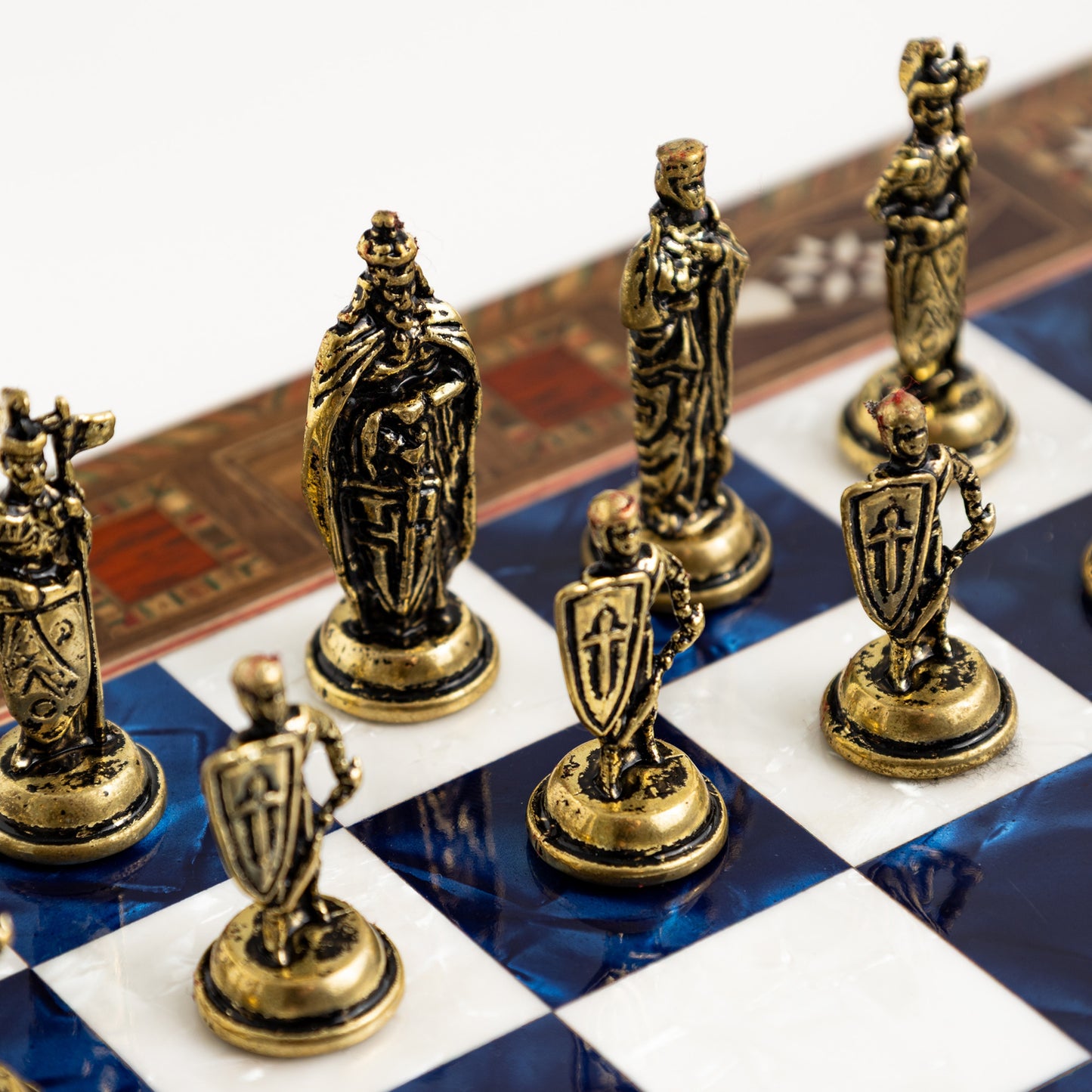 13" Handmade Walnut Folding Chess Set – Luxury Metal Chess Pieces & Storage