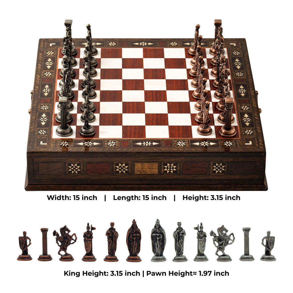 15" Collector’s Handmade Wooden Chess Set