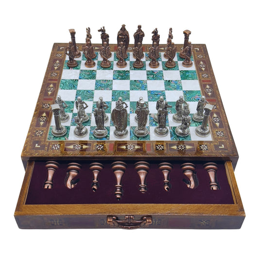 15” Handmade Chess Set with Storage – British Army Pieces – Ideal Gift for All Ages