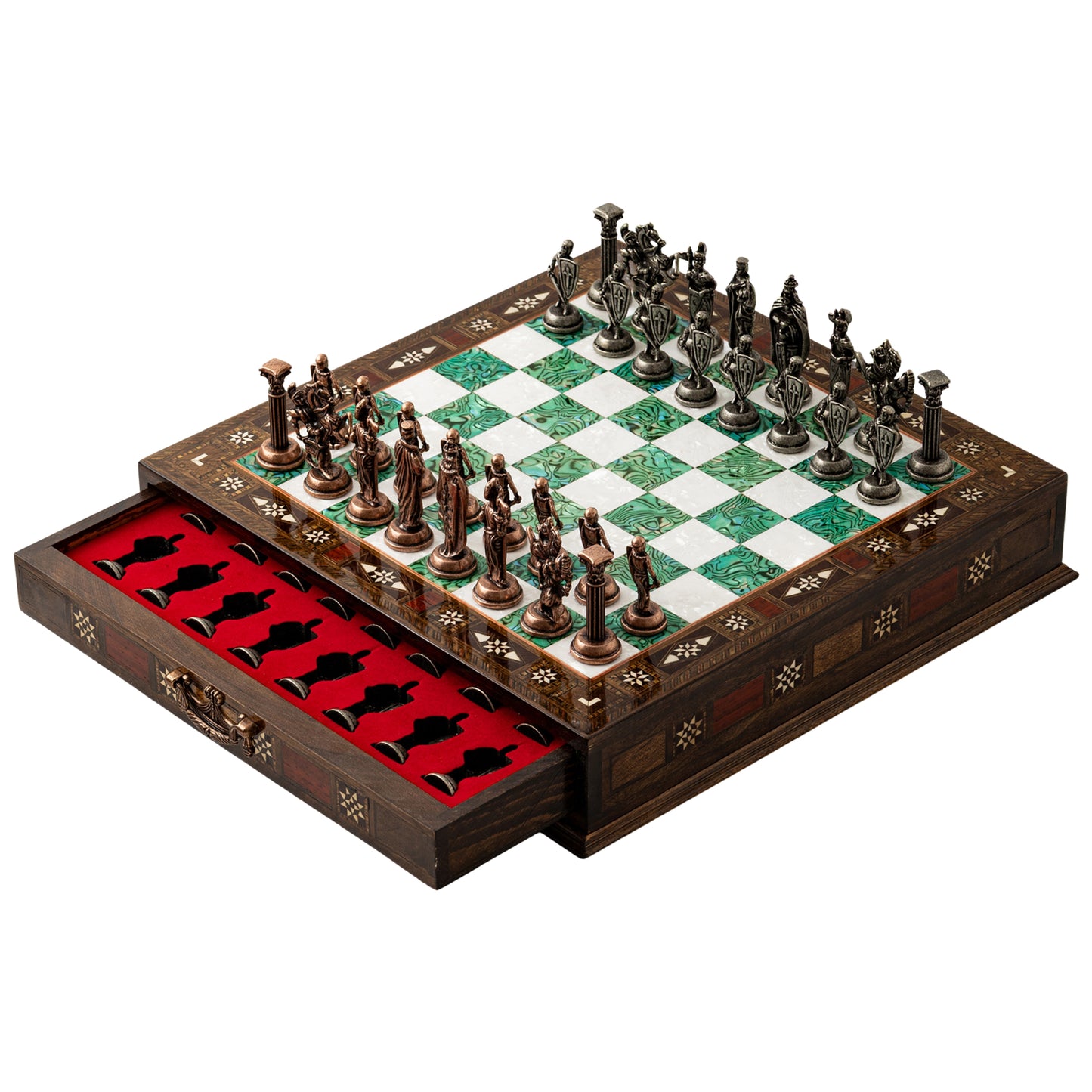 15" Luxury Wooden Chess Set with Storage – Handcrafted Board & Timeless Metal Pieces