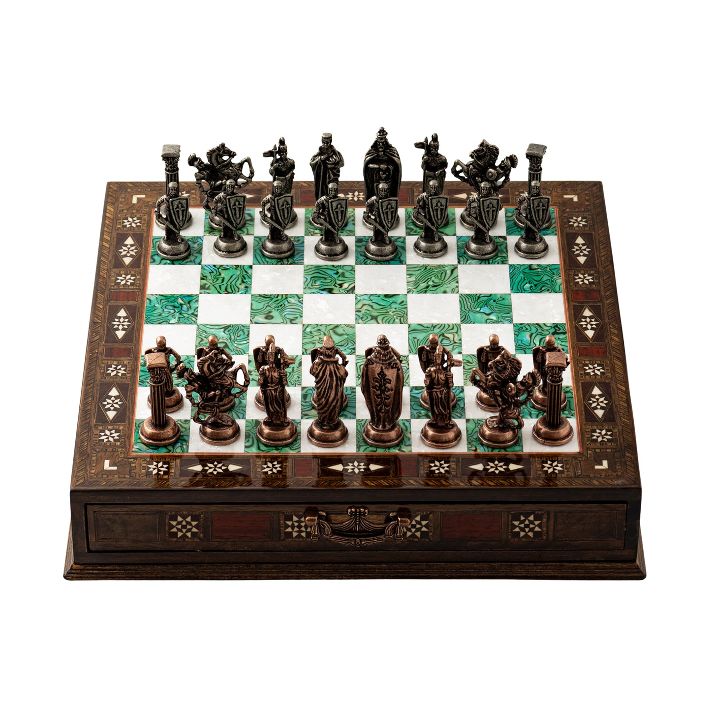 15" Luxury Wooden Chess Set with Storage – Handcrafted Board & Timeless Metal Pieces